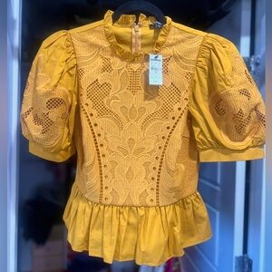 Express Peplum Embroidered Top